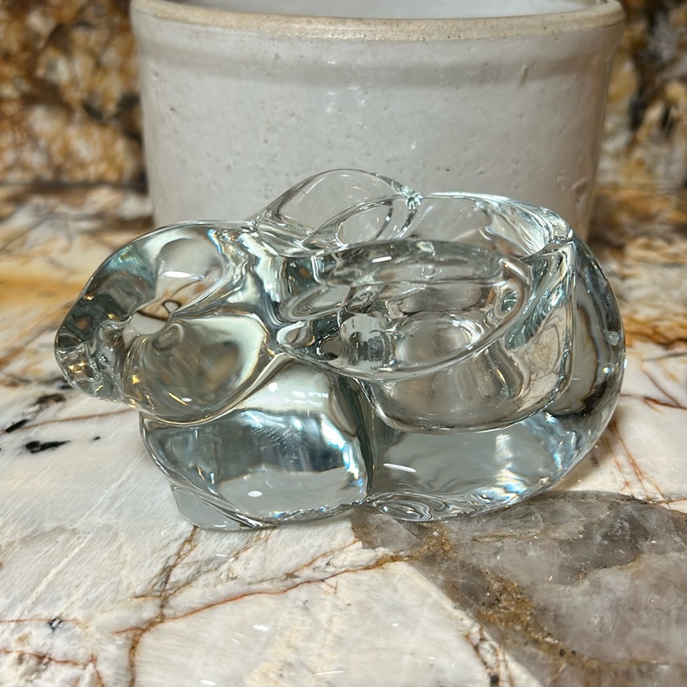 VTG Indiana Glass Bunny Candle Holder 5" Clear Bunny Rabbit Votive Tea Light